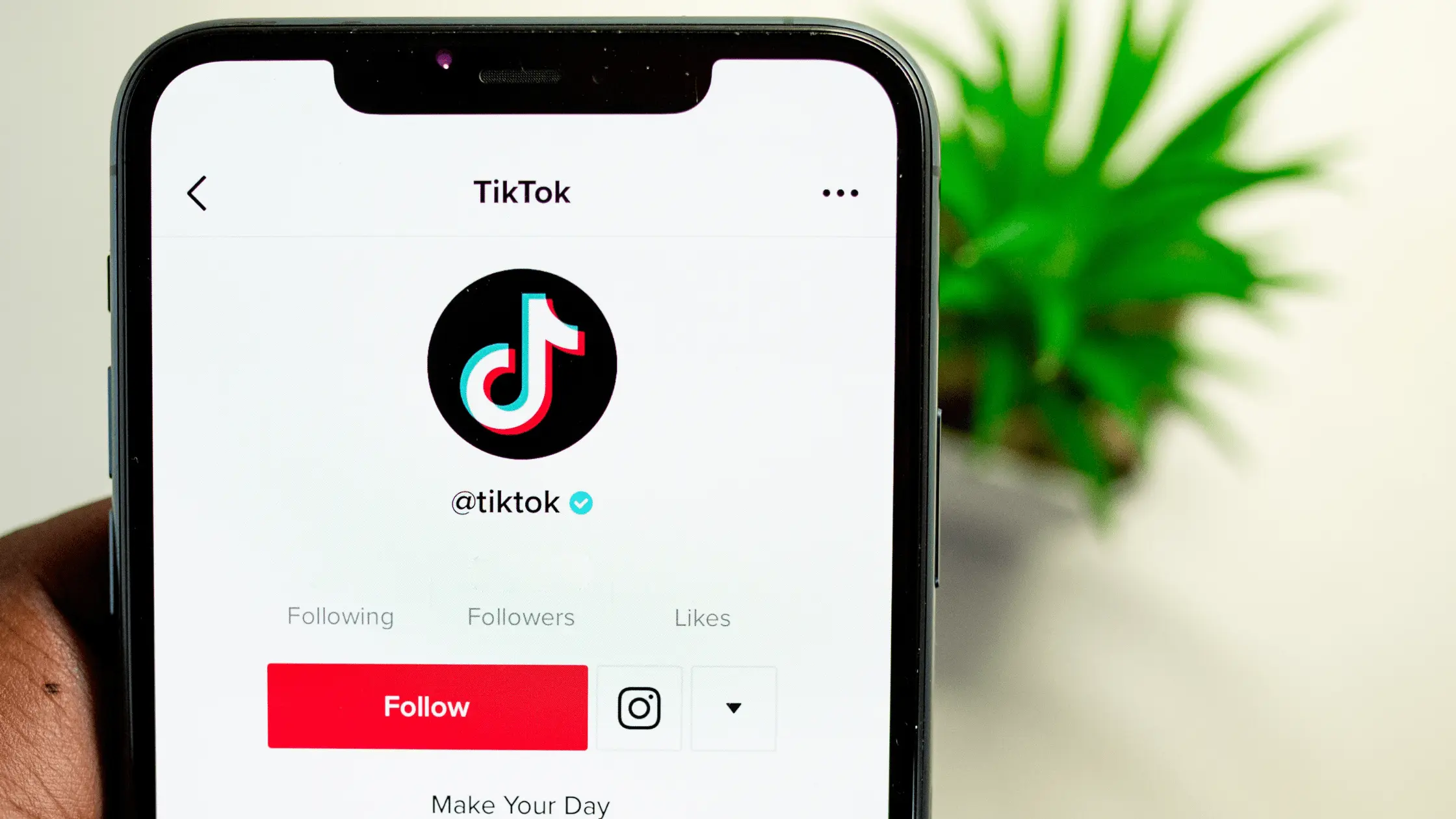 Smartphone showing the official TikTok account on the TikTok app