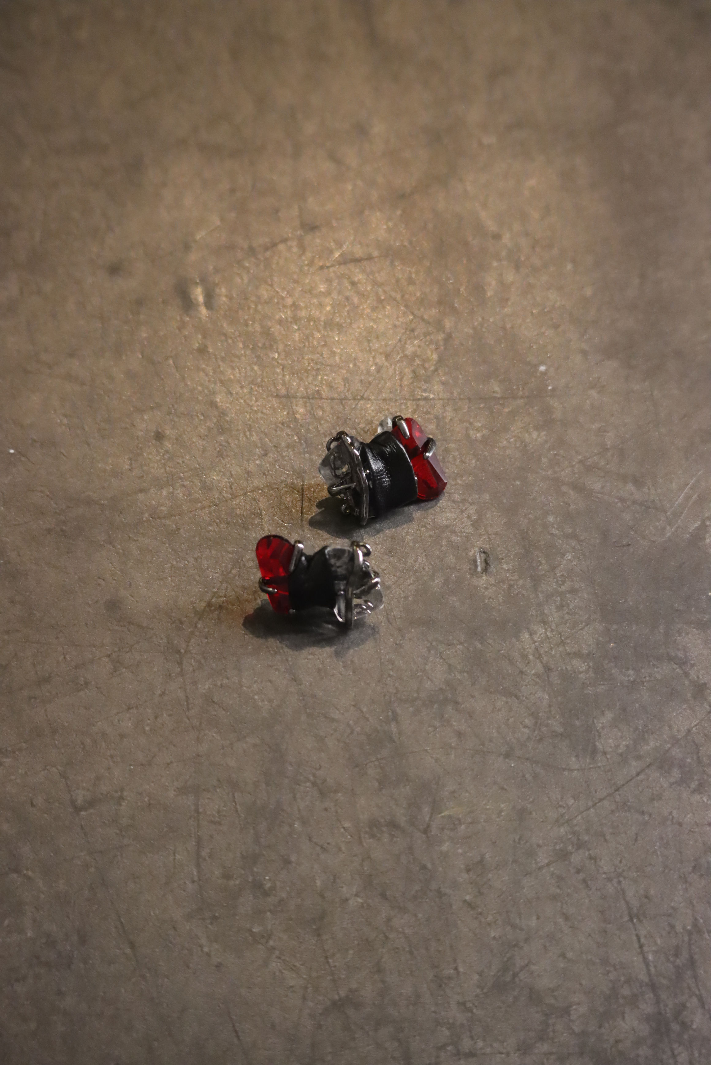 Rubybite — Ruby & Silver Studs with Black PU Wrap