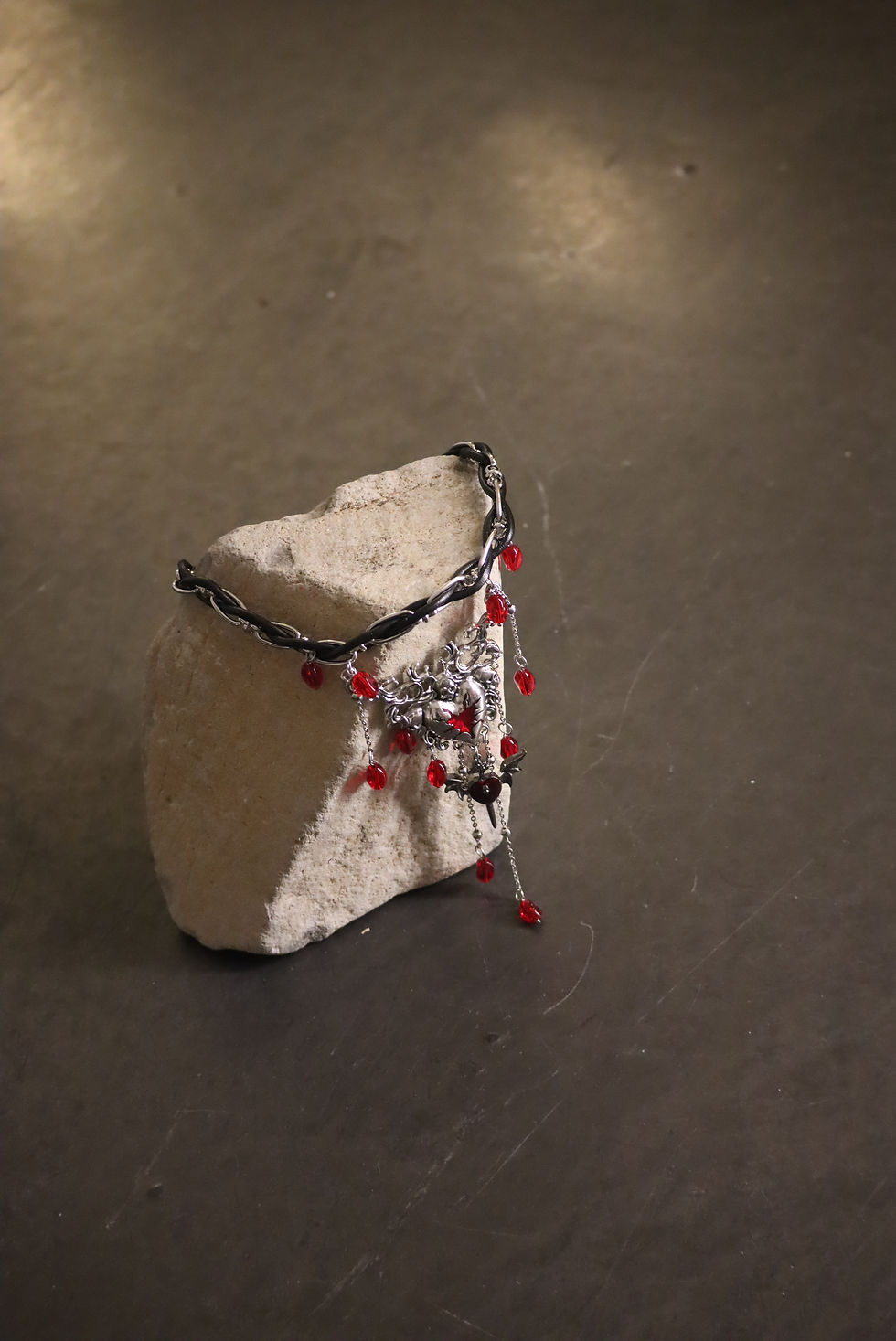 Thumbnail: Bloodrift — Gothic Cracked-Heart Ruby Necklace