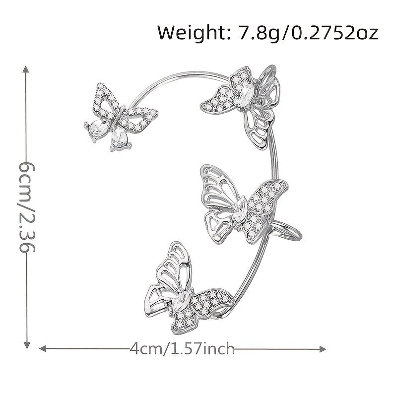 Thumbnail: Women'S Elegant Butterfly Ear Cuffs - No-Piercing Ear Hooks, Synthetic Gemstone 