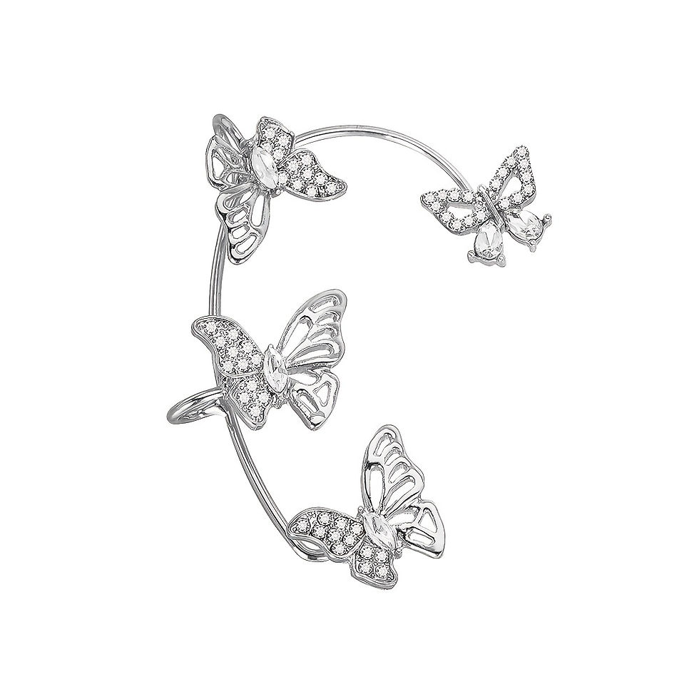 Thumbnail: Women'S Elegant Butterfly Ear Cuffs - No-Piercing Ear Hooks, Synthetic Gemstone 