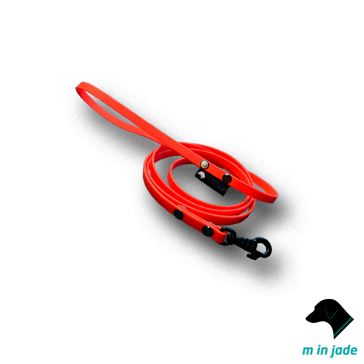 Hundeleine Cityleine in neonorange mit schwarzen Beschlägen