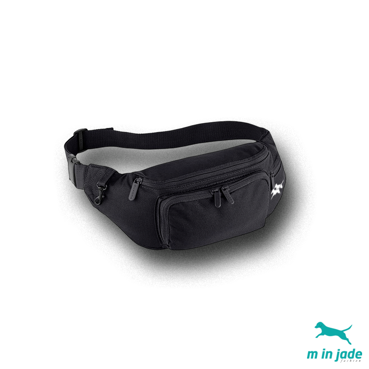 schwarze Bauch Gürteltasche mit weissem doubledog