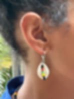 Thumbnail: Black Butterfly cowrie shell coloured bead earrings