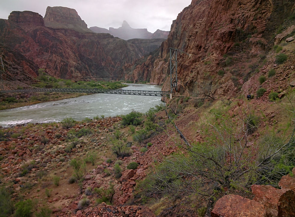 View of Silver Bridge and Black Bridge from Bright Angel Trail