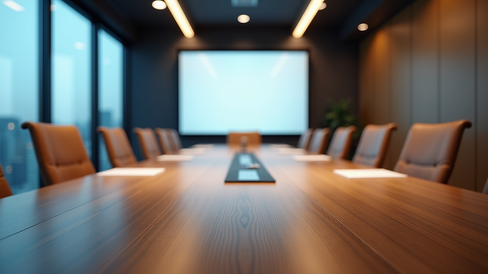Eye-level view of a modern conference room set up for a networking event