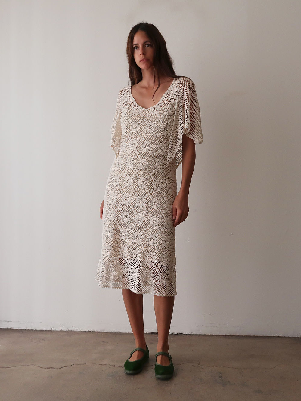 Butterfly Sleeve Crochet Dress | 1970s