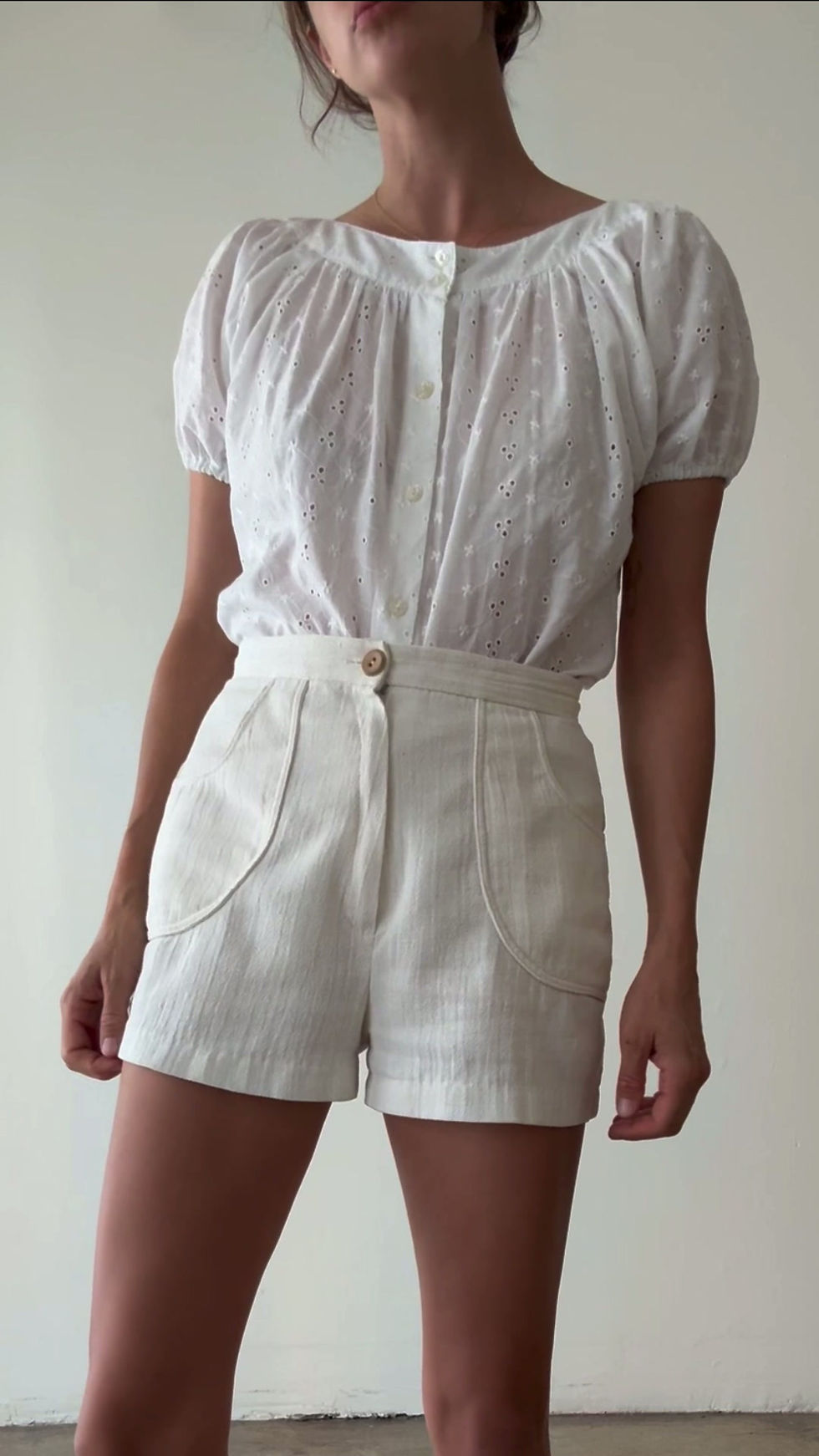 Thumbnail: Eyelet Puff Sleeve Top | 1980s