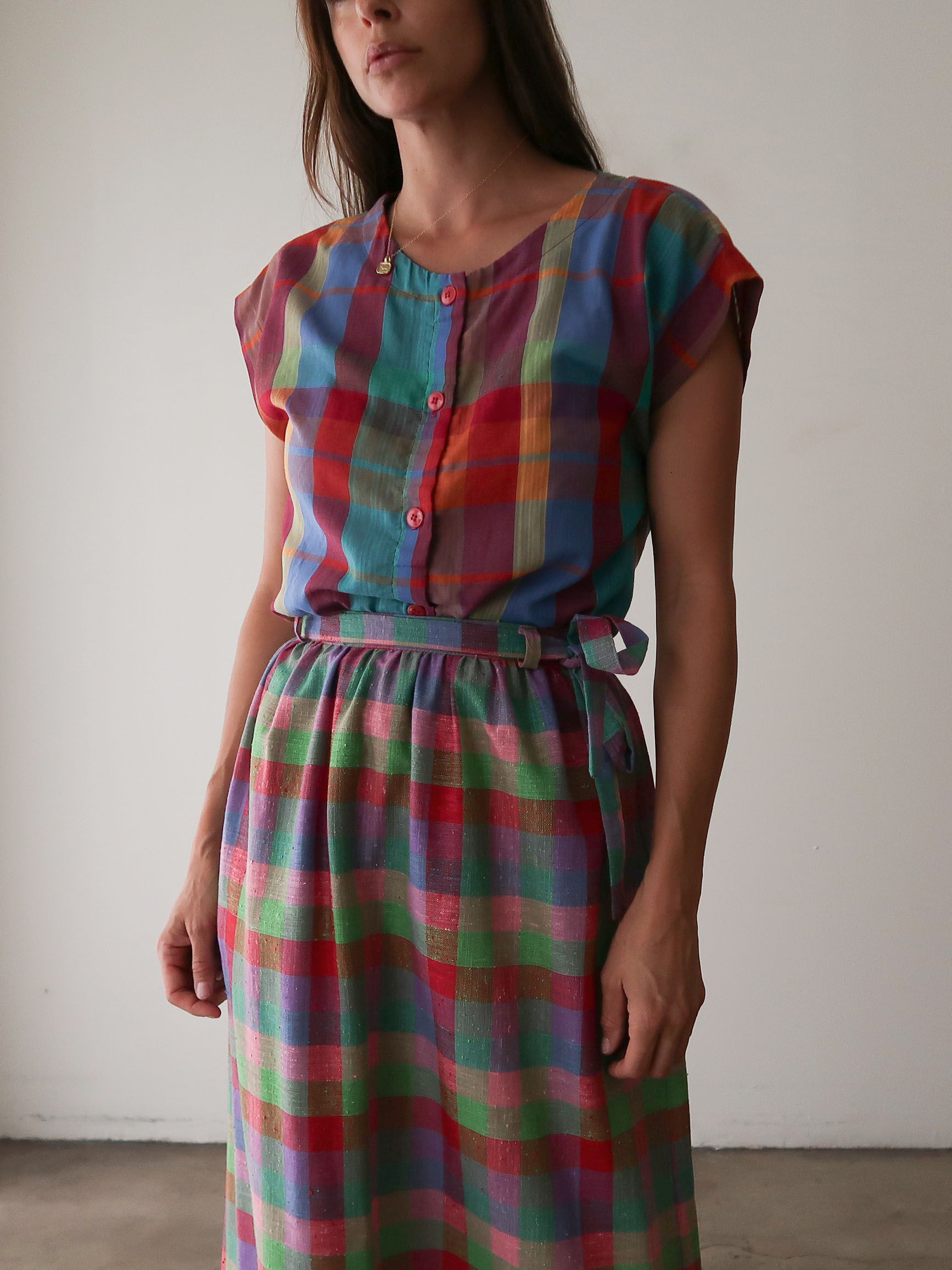 Plaid Print Top | 1980s