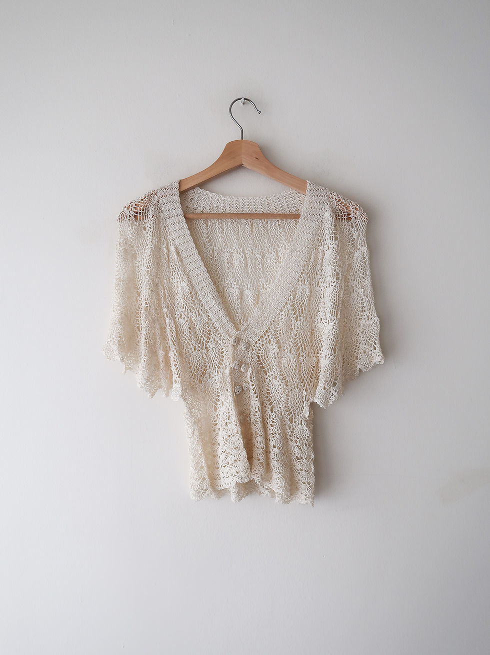 Thumbnail: Crochet Butterfly Sleeve Top | 1970s