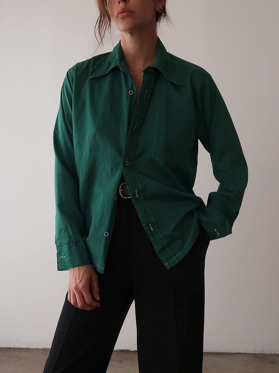 Thumbnail: Green Cotton Blouse | 1970s