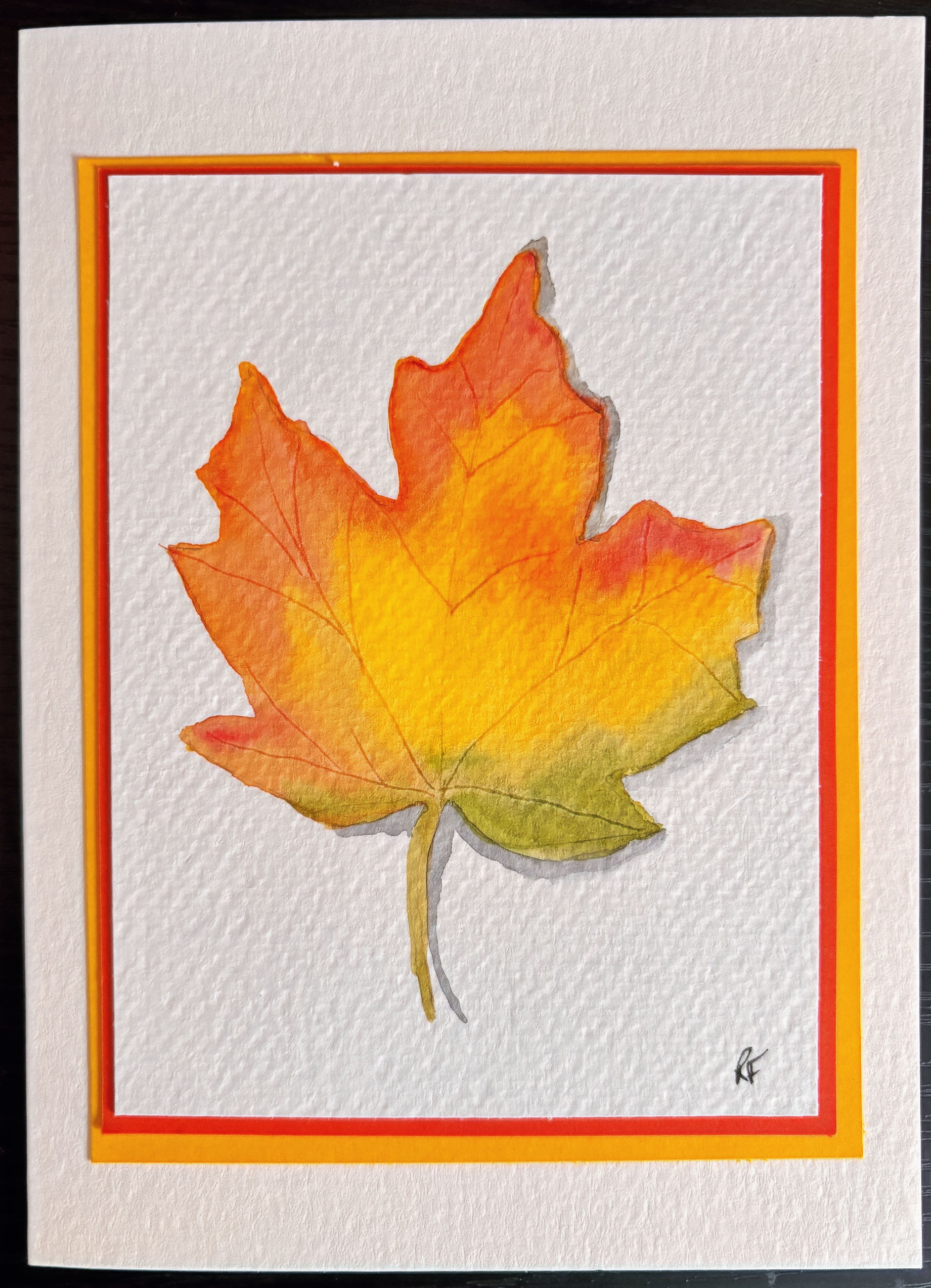 Autumn Maple Leaf: Original Watercolor Card (5x7)