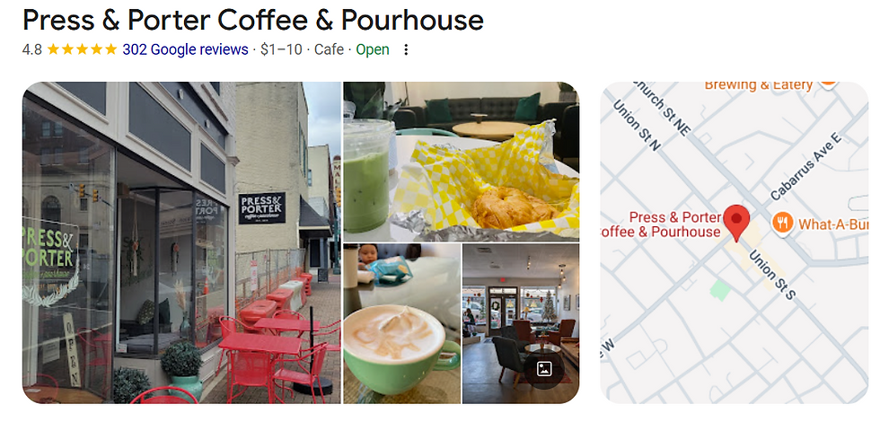 Press and Porter Coffee House Concord NC