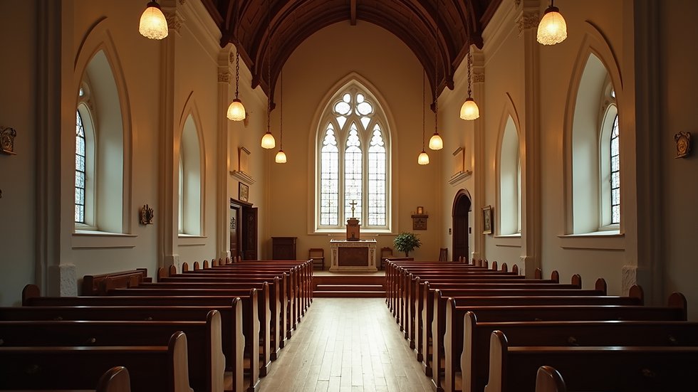 High angle view of a cozy church interior concord nc