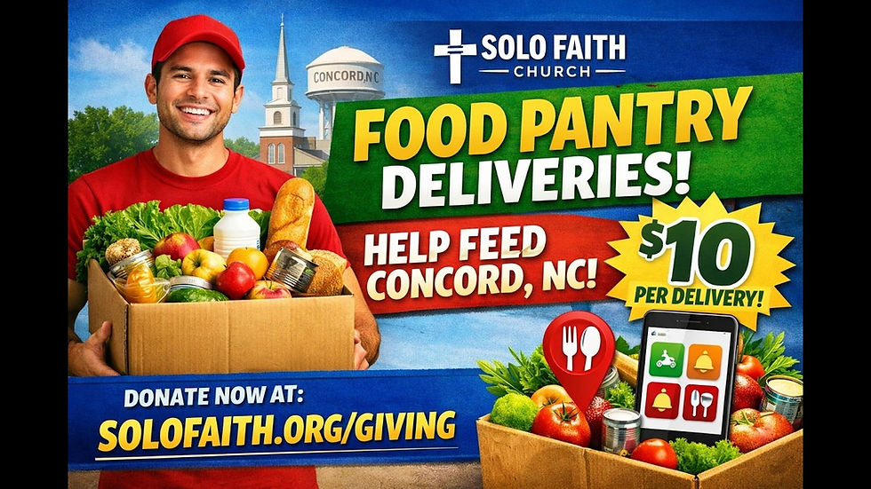 Solo Faith Church volunteers preparing free grocery deliveries in Concord North Carolina