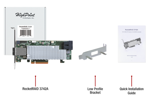 RocketRAID 3742A 8x Int+8x Ext Ch 12Gb/s PCIe 3.0 x8 SAS/SATA RAID
