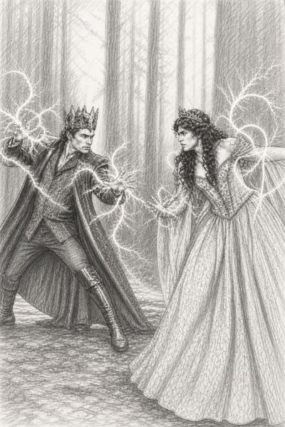 Dramatic Confrontation Between King And Queen In Forest.png