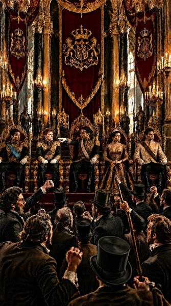 Regal Court Scene in Grand Gothic Throne Room.png