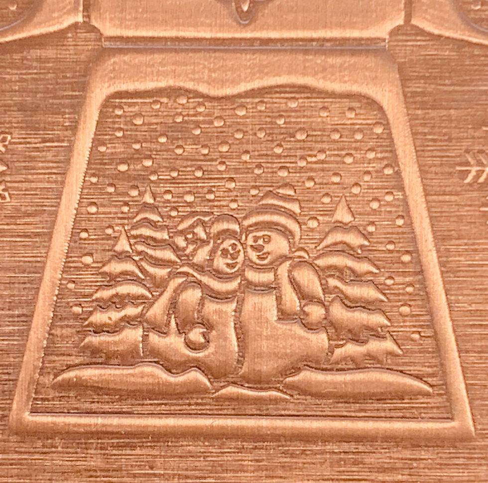 Thumbnail: Square Sided Jingle Bell Copper Pattern Pressing 2-1/2" X 4"