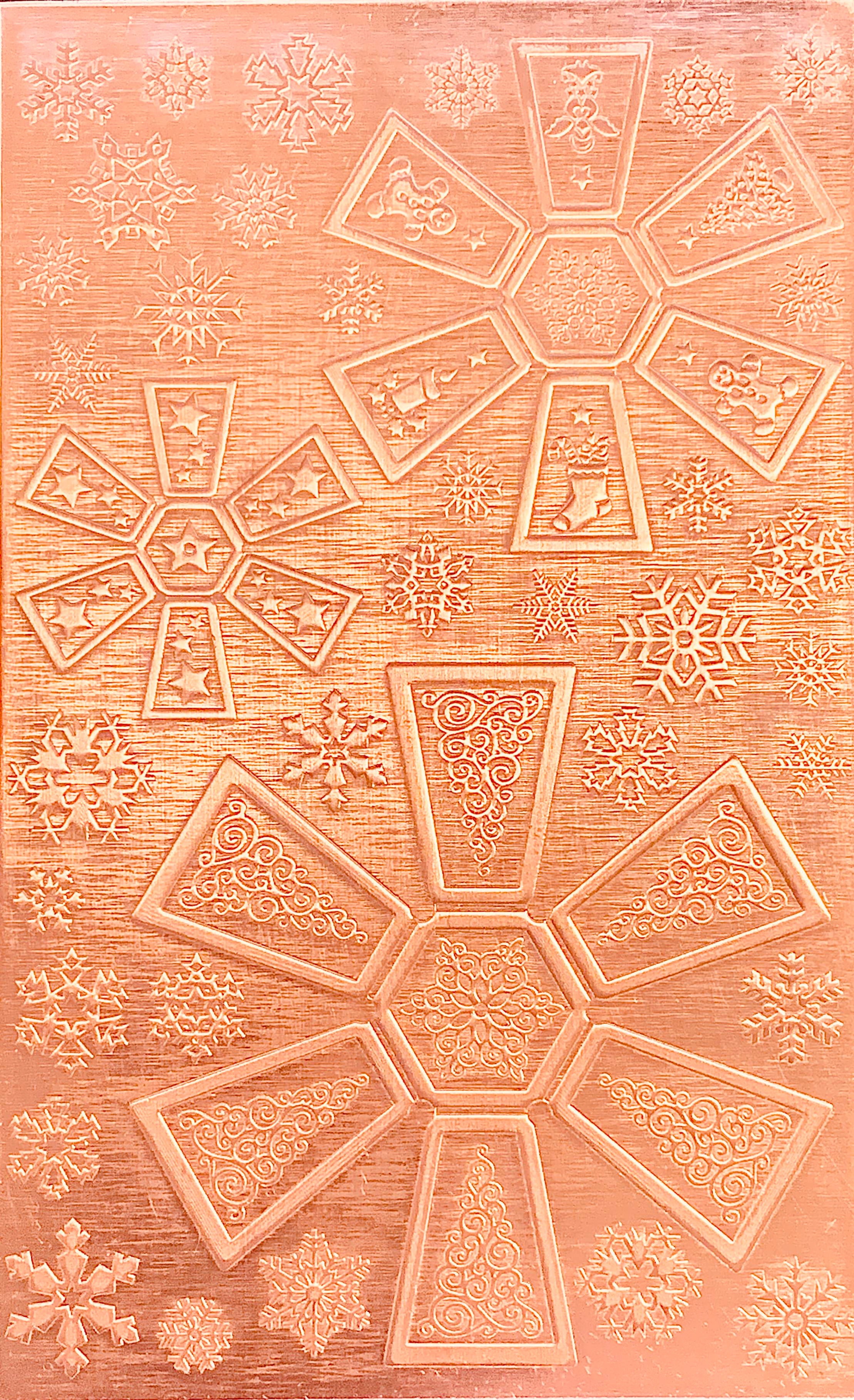 Hexagon Jingle Bells Copper Pattern Pressing 2-1/2" X 4"