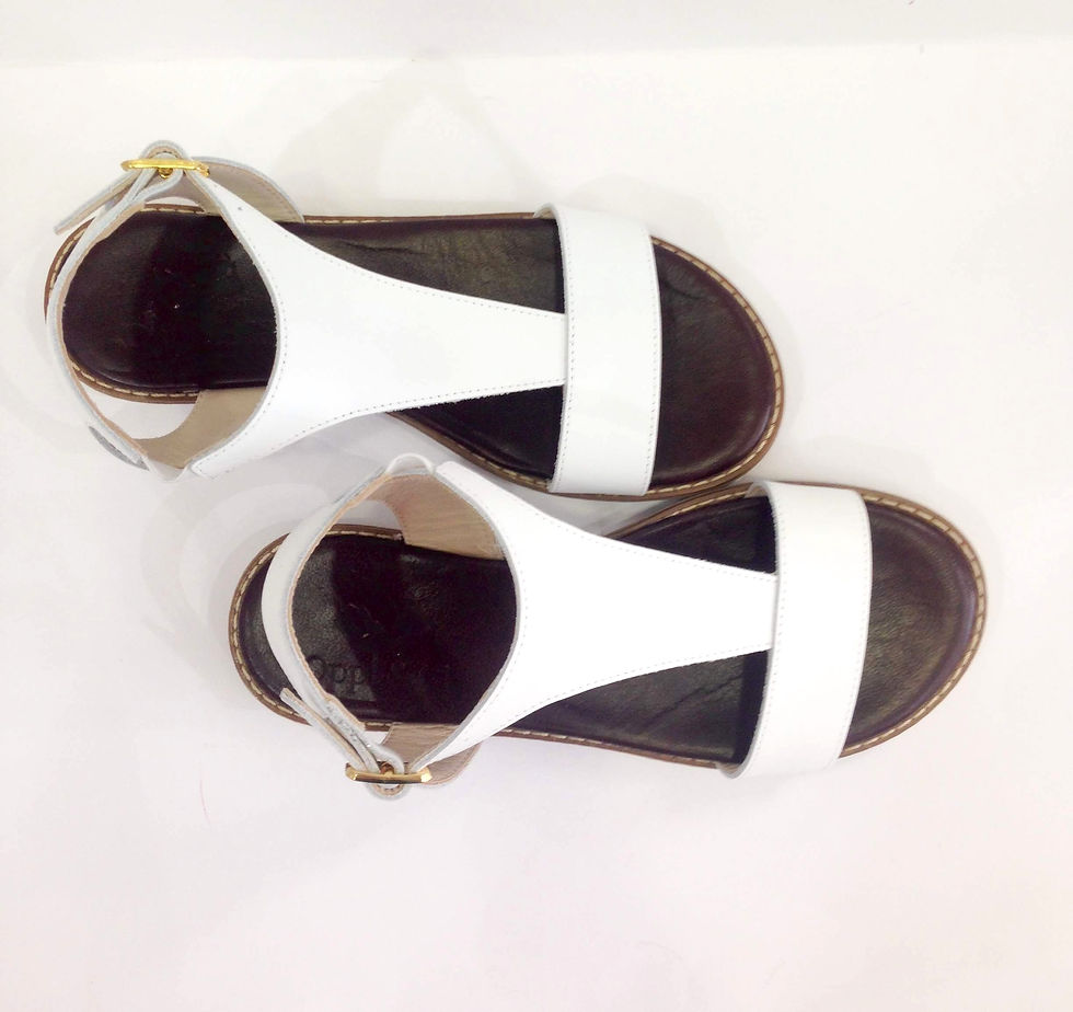 Miniatura: Sandali artigianali bianchi bambina ragazza in pelle suola in memory foam fronte