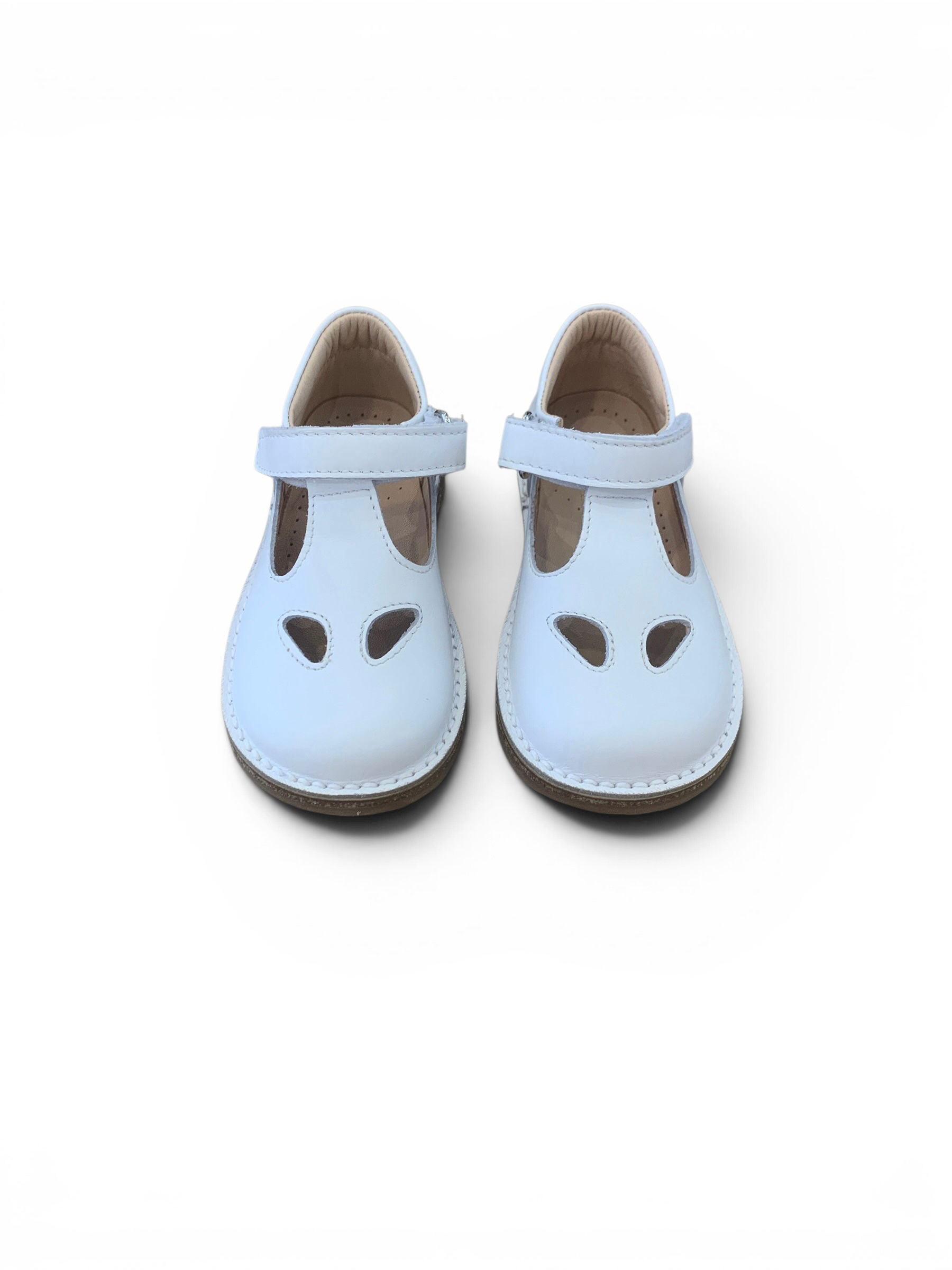 Scarpe occhio di bue bianchi occhietti artigianali in pelle bambino bambina