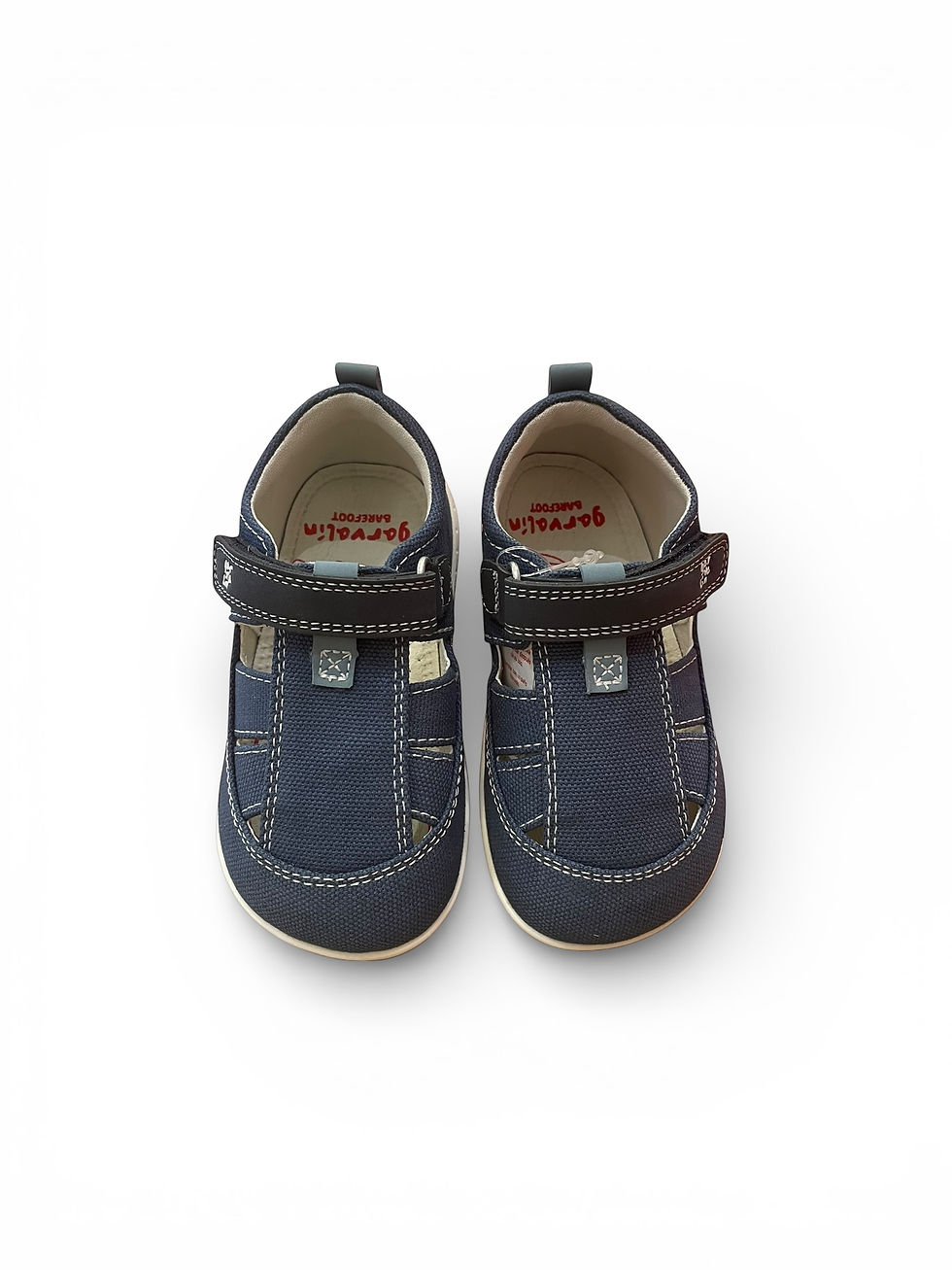 Miniatura: Scarpe estive  pianta larga bimbo bimba a gabbietta in tela Garvalin 