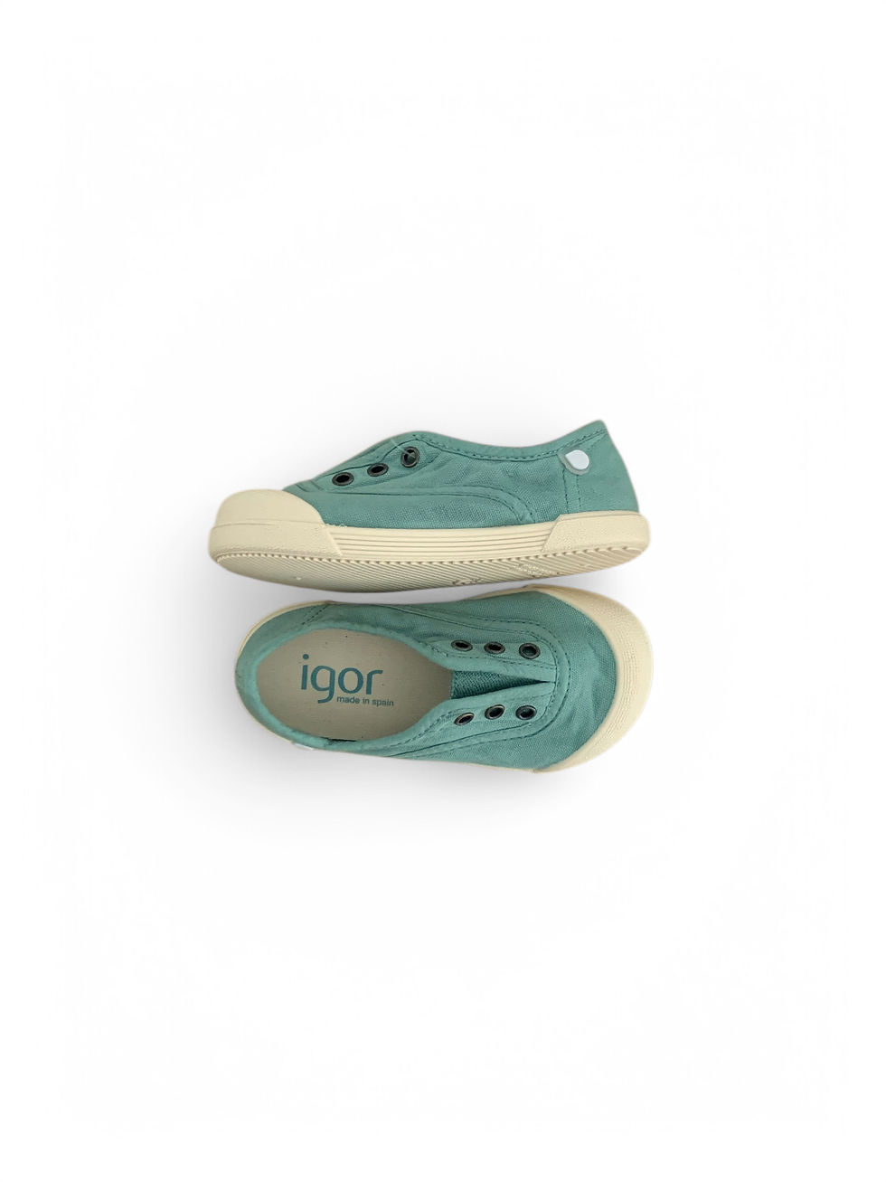 Miniatura: Scarpe bambino bambina sneakers in tela senza lacci igor lona matcha sopra sotto