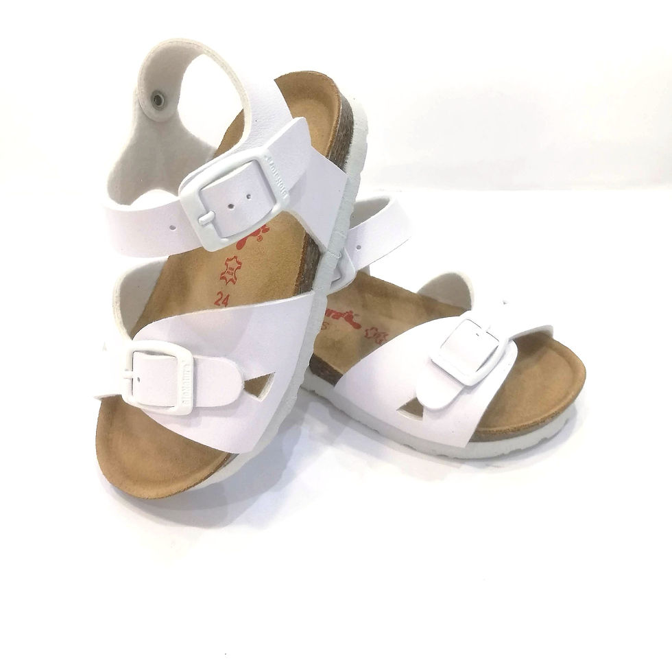 Miniatura: sandali bambina Bionatura suola anatomica tipo birkenstock bianchi incrocio