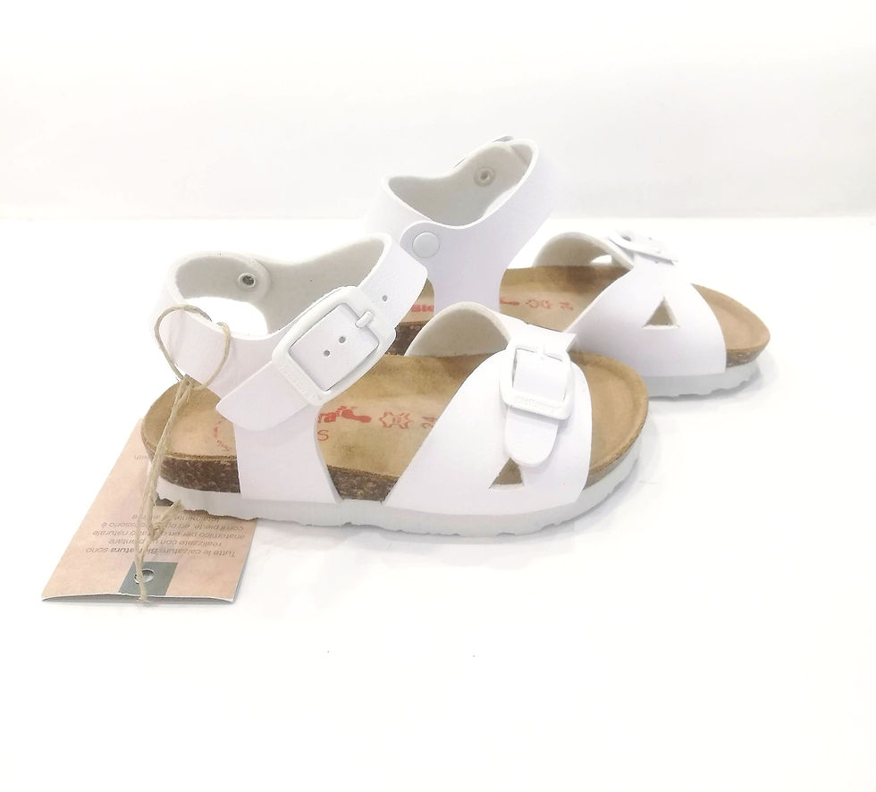 Miniatura: sandali bambina Bionatura suola anatomica tipo birkenstock bianchi lato