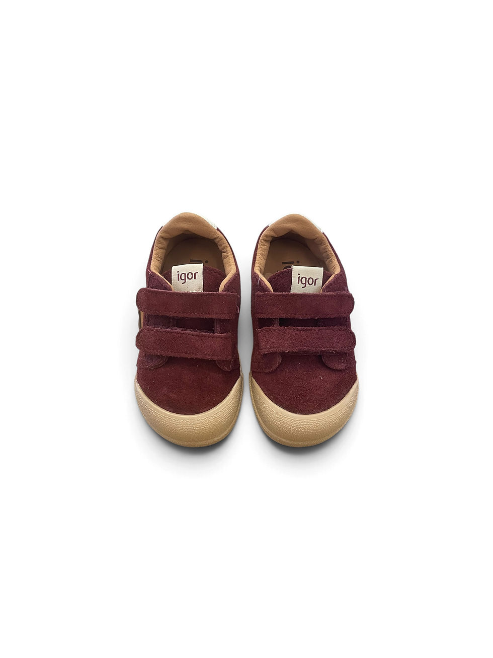 Sneakers bambino in pelle con Doppio Strappo Igor Shoes Tennis Suede bordeaux