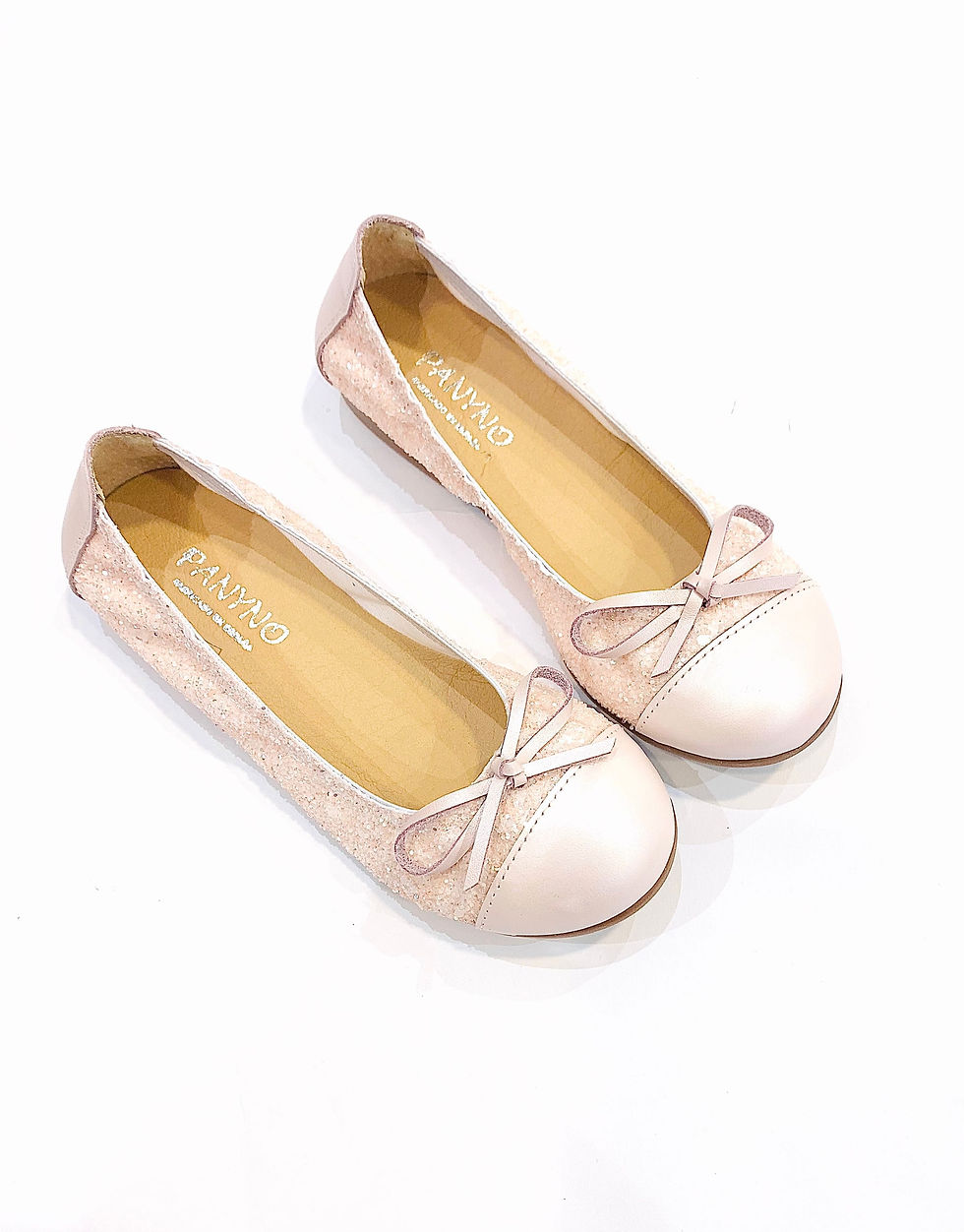 Scarpe bambina ballerine pelle rosa con glitter coppia