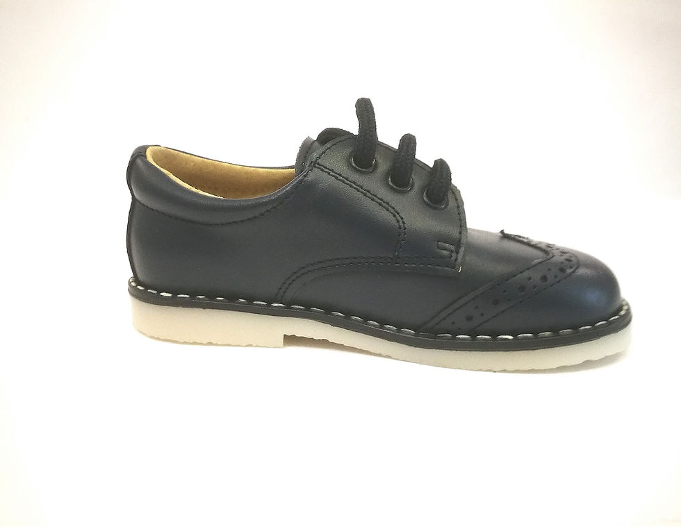 Miniatura: scarpe bambino eleganti francesine stringate duilio blu cerimonia paggetto lato