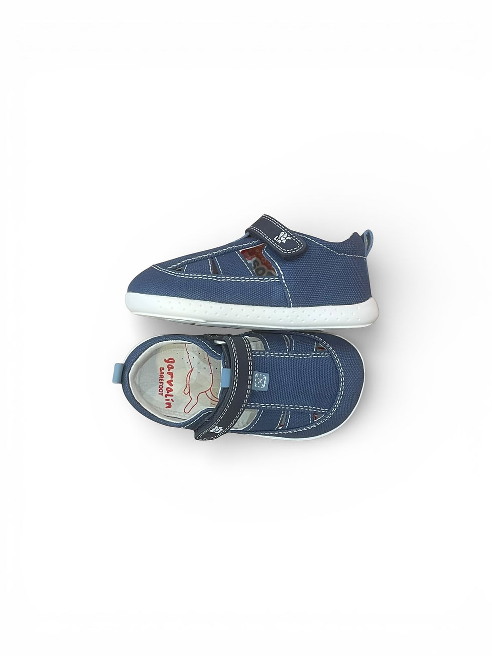 Miniatura: Scarpe estive  pianta larga bimbo bimba a gabbietta in tela Garvalin 