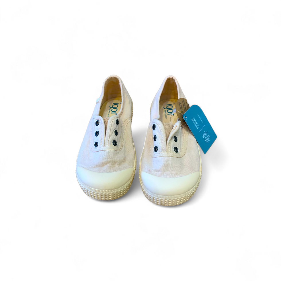 Scarpe bambino bambina sneakers in tela senza lacci igor berri avorio