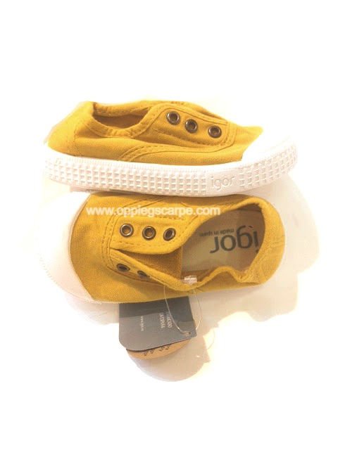 Miniatura: Scarpe bambino bambina sneakers in tela senza lacci igor berri giallo sopra sotto