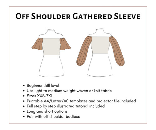 AP STUDIO　OFF SHOULDER GATHER SLEEVE Off Shoulder Gathered Sleeve Pattern | Socialite Patterns