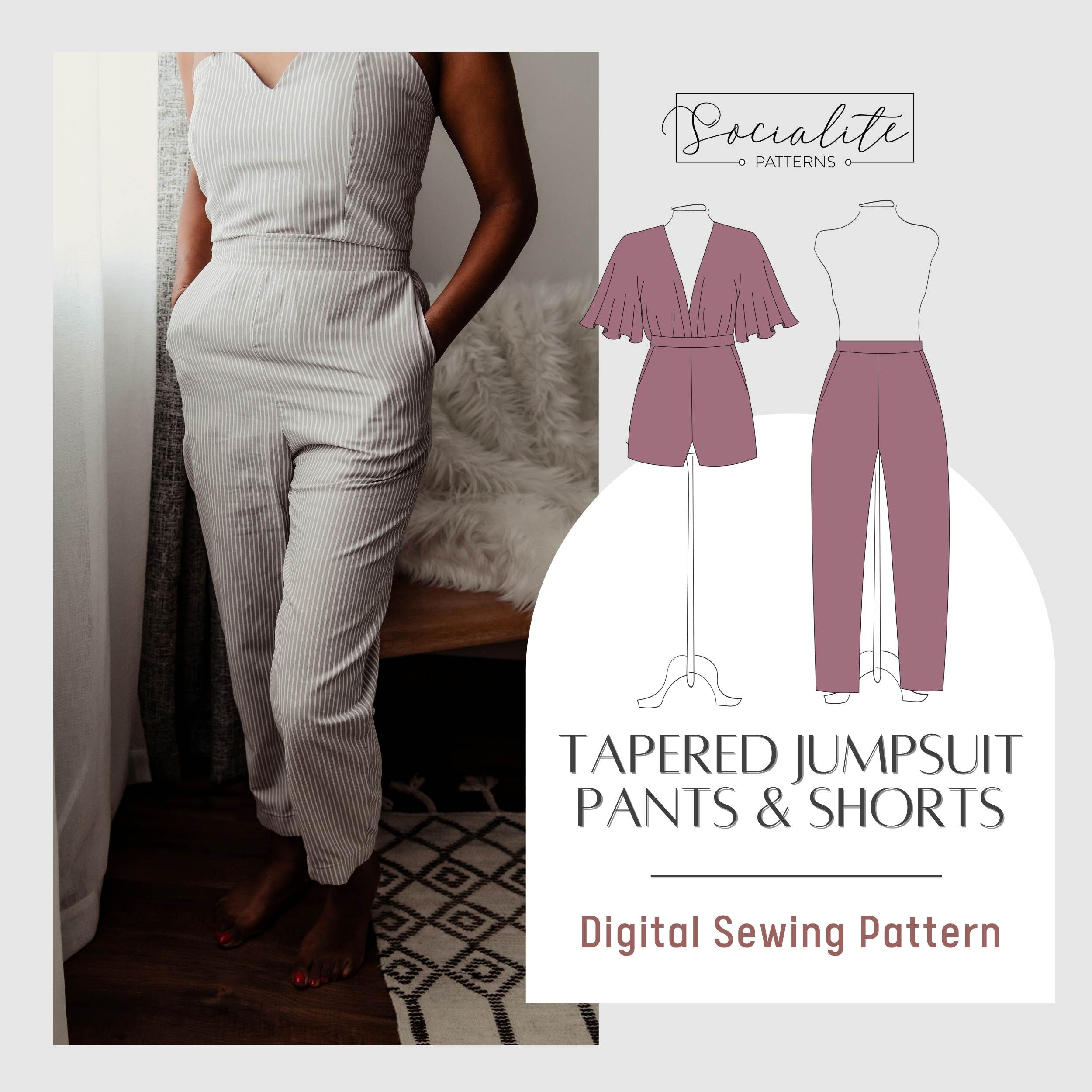 Tapered Leg Jumpsuit Pants Sewing Pattern