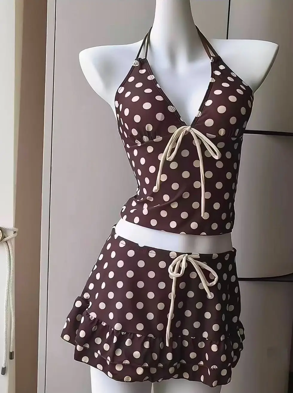 Thumbnail: Japanese Style Kawaii Girls Swimsuit Sweet Printed Halter Bikini Swimsuit Women