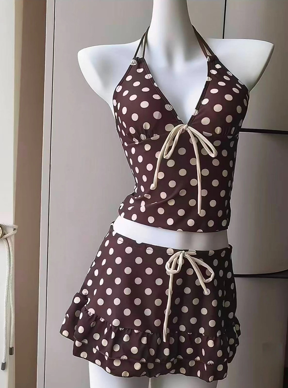 Thumbnail: Japanese Style Kawaii Girls Swimsuit Sweet Printed Halter Bikini Swimsuit Women