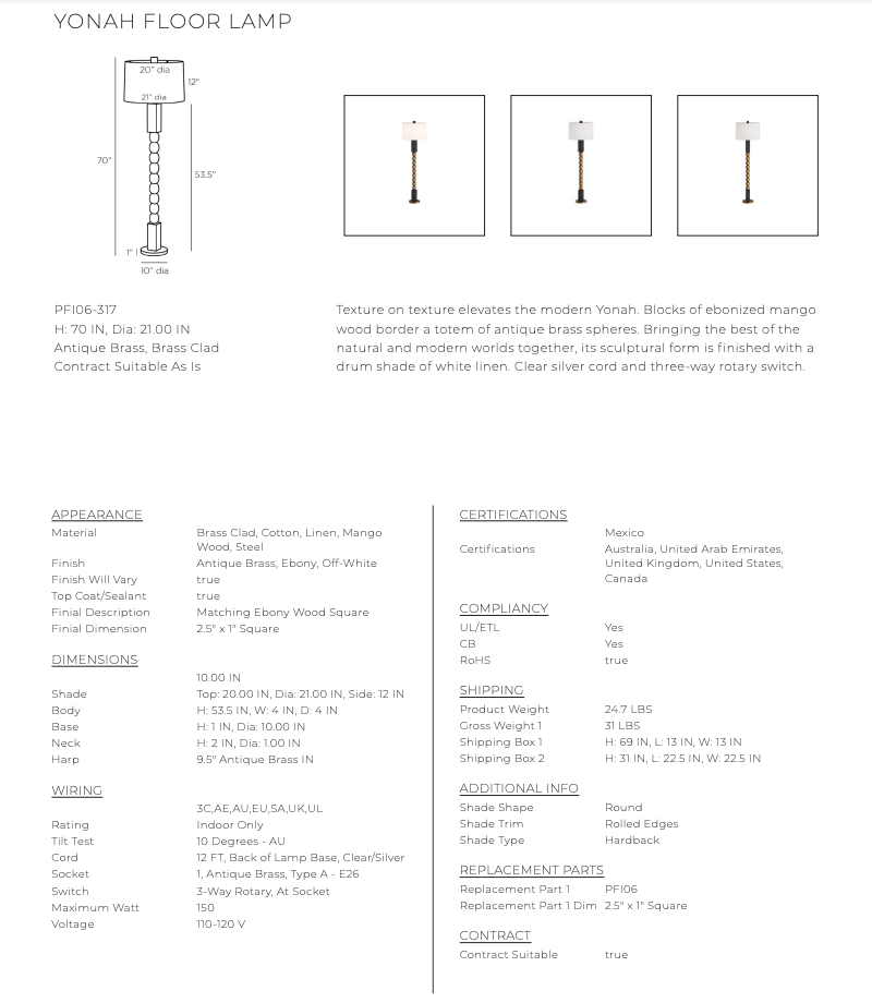 Thumbnail: ARTERIORS YONAH FLOOR LAMP