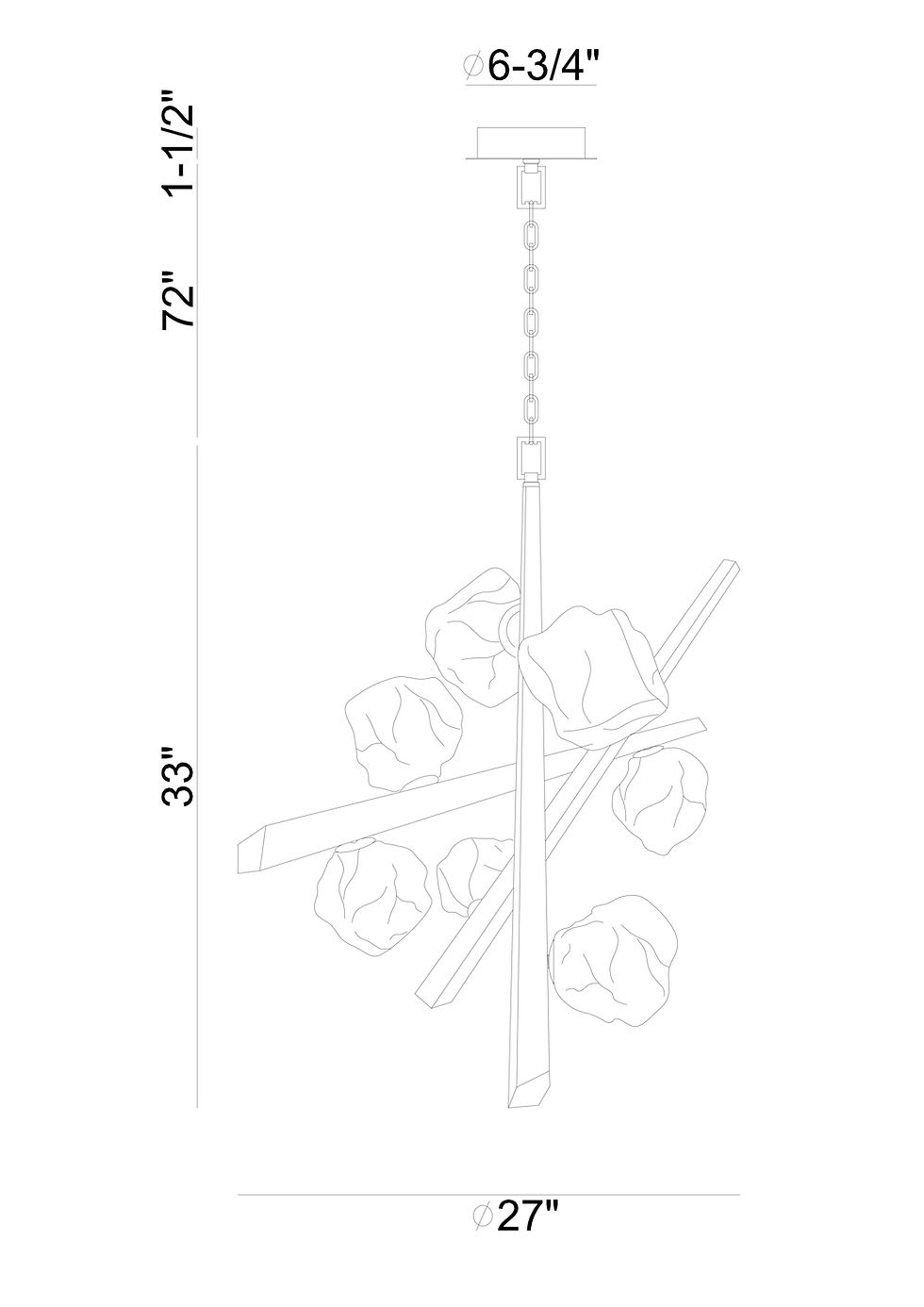 Thumbnail: THORAH 7-LIGHT 27IN INTEGRATED LED CHANDELIER