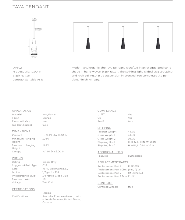 Thumbnail: ARTERIORS TAYA PENDANT