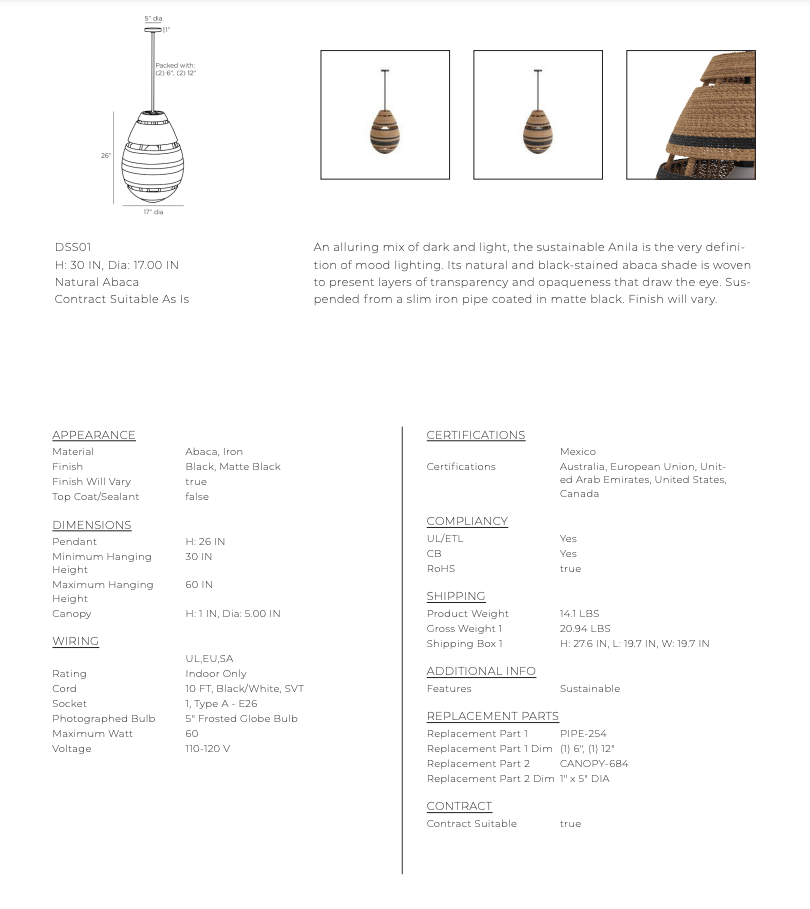 Thumbnail: ARTERIORS ANILA PENDANT