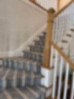 Staircase with striped carpet, interior design portfolio