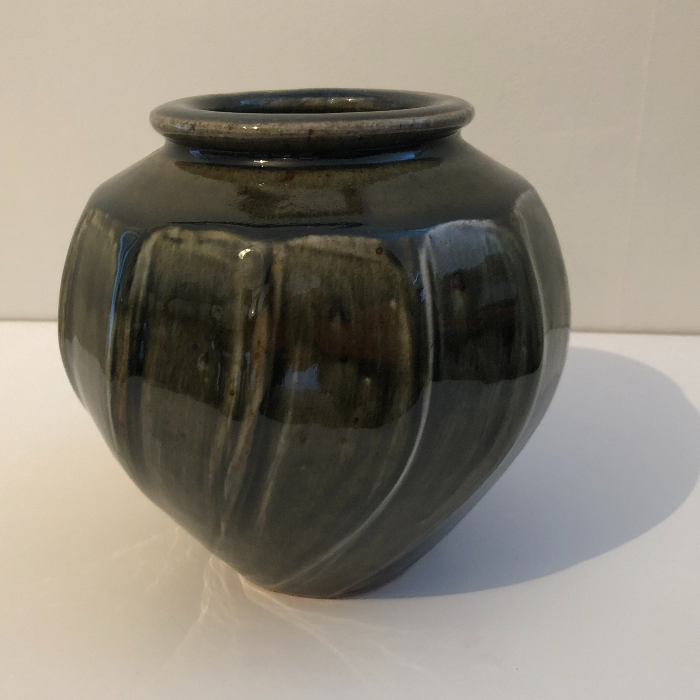 Round Faceted Cut Sided Vase Form by Nick Rees