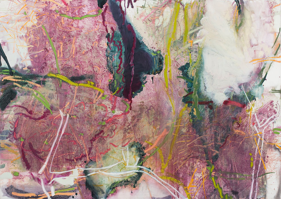 A Weave of Birdsong in the Woods, ink, white chalk and oil pastel on paper, 59 x 84 cm by Emily Ball