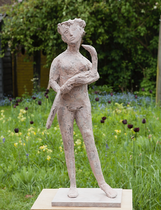 Woman and Peacock Bronze by Christopher Marvell