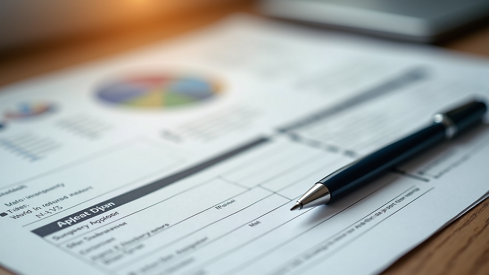 High angle view of a solar subsidy application form with a pen