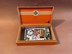 Orange Book of Stickers,Wo oden box, computer print outs. 2024 (1)